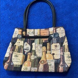Vintage Wine Bottle Multicolor Tapestry Shoulder Bag